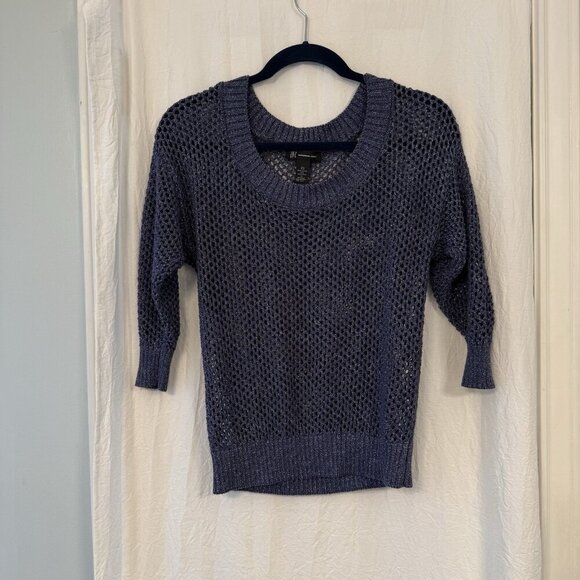 INC International Concepts Metalic Shimmer Size XS Women’s Open Knit Fishnet Top - Picture 7 of 10